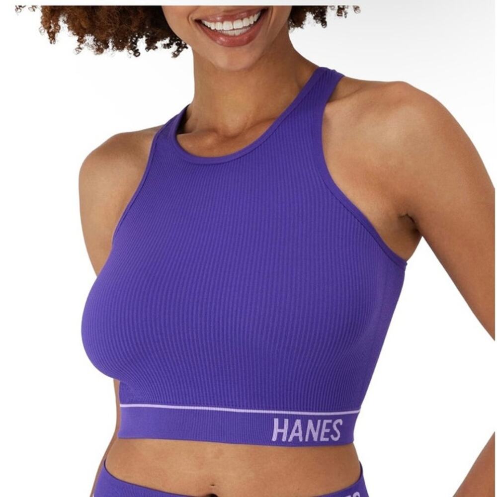 Women Hanes Crop-top Ribs Pullover Bralette/ Activewear Bralette Medium